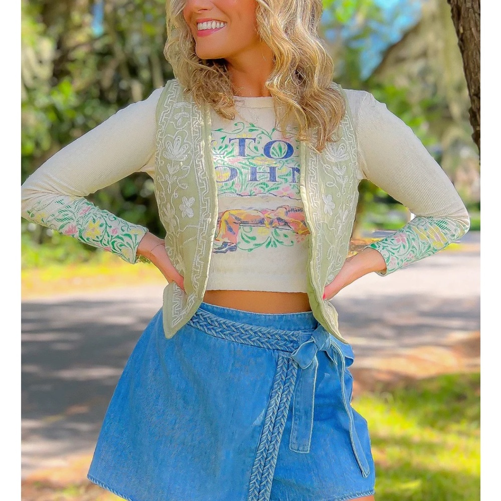NWT Entro Braided Denim Skort